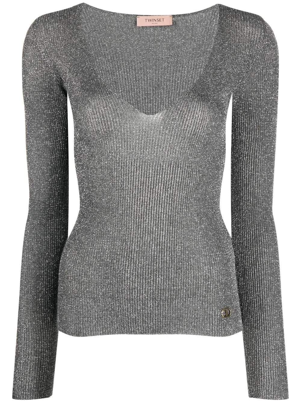 

TWINSET glitter-embellished knitted top - Plateado