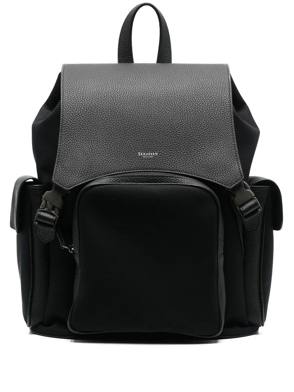 

Serapian double-buckle leather backpack - Black