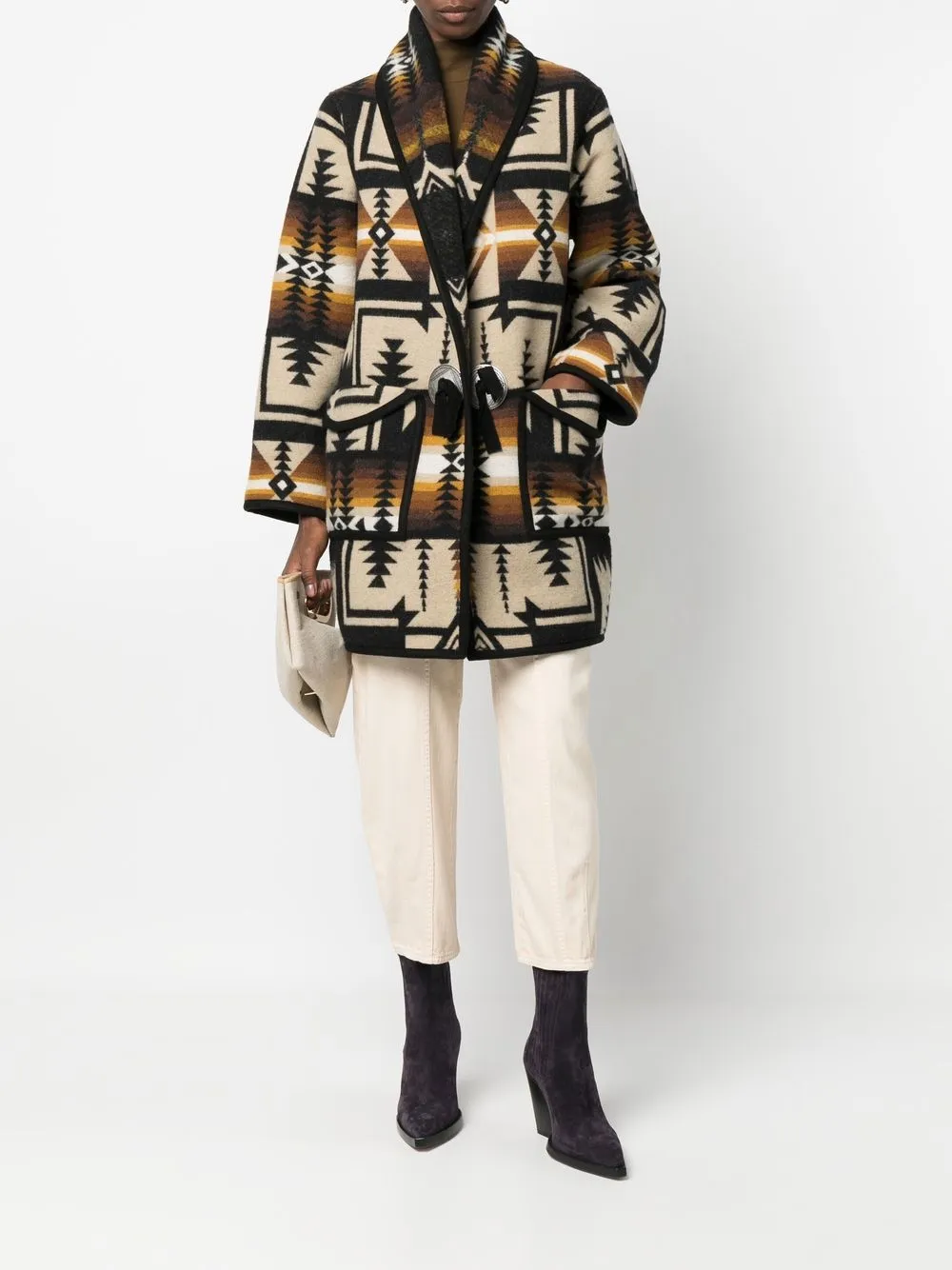 Fortela Patterned fronttie Coat Farfetch