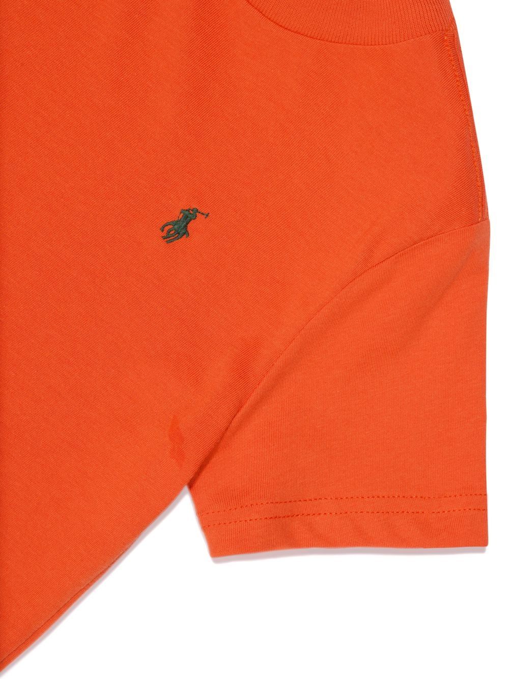 Shop Ralph Lauren Embroidered-logo T-shirt In 橘色