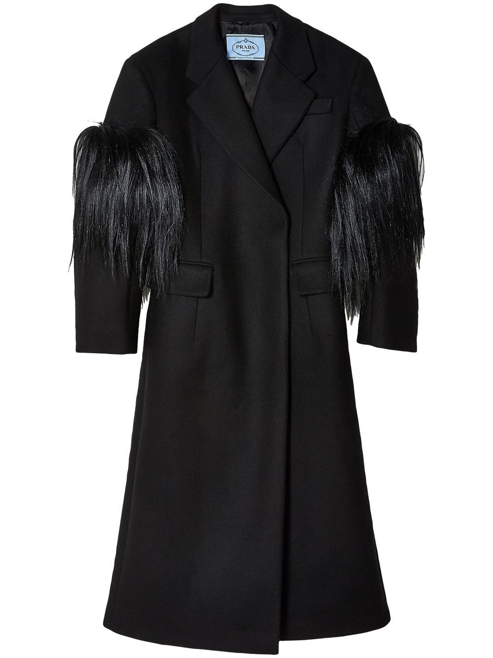 Prada faux-fur trim coat – Black