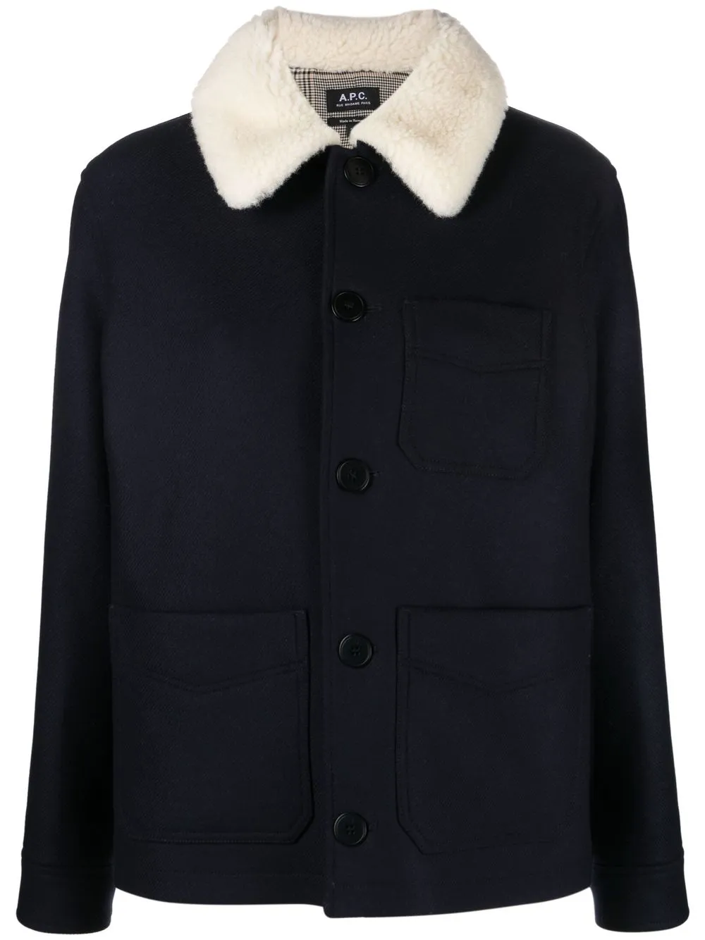 

A.P.C. shearling collar coat - Blue