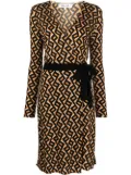 DVF Diane von Furstenberg zig-zag print wrap dress - Brown