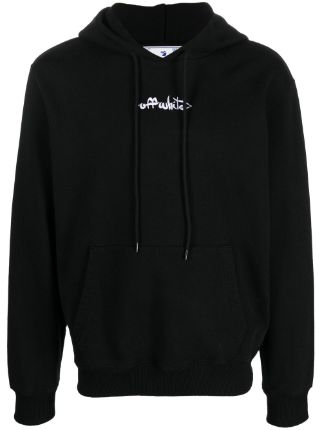 Off-White embroidered-logo Organic Cotton Hoodie - Farfetch