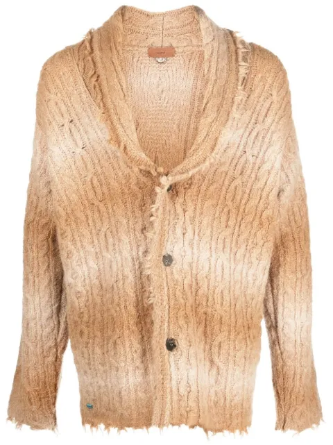 cable-knit V-neck cardigan