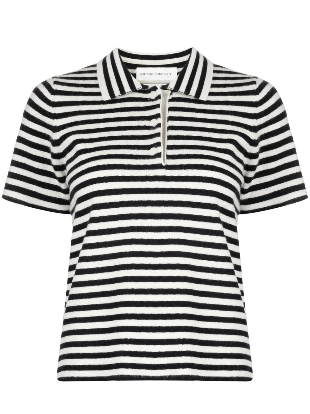 

extreme cashmere Salamander striped polo shirt - Black