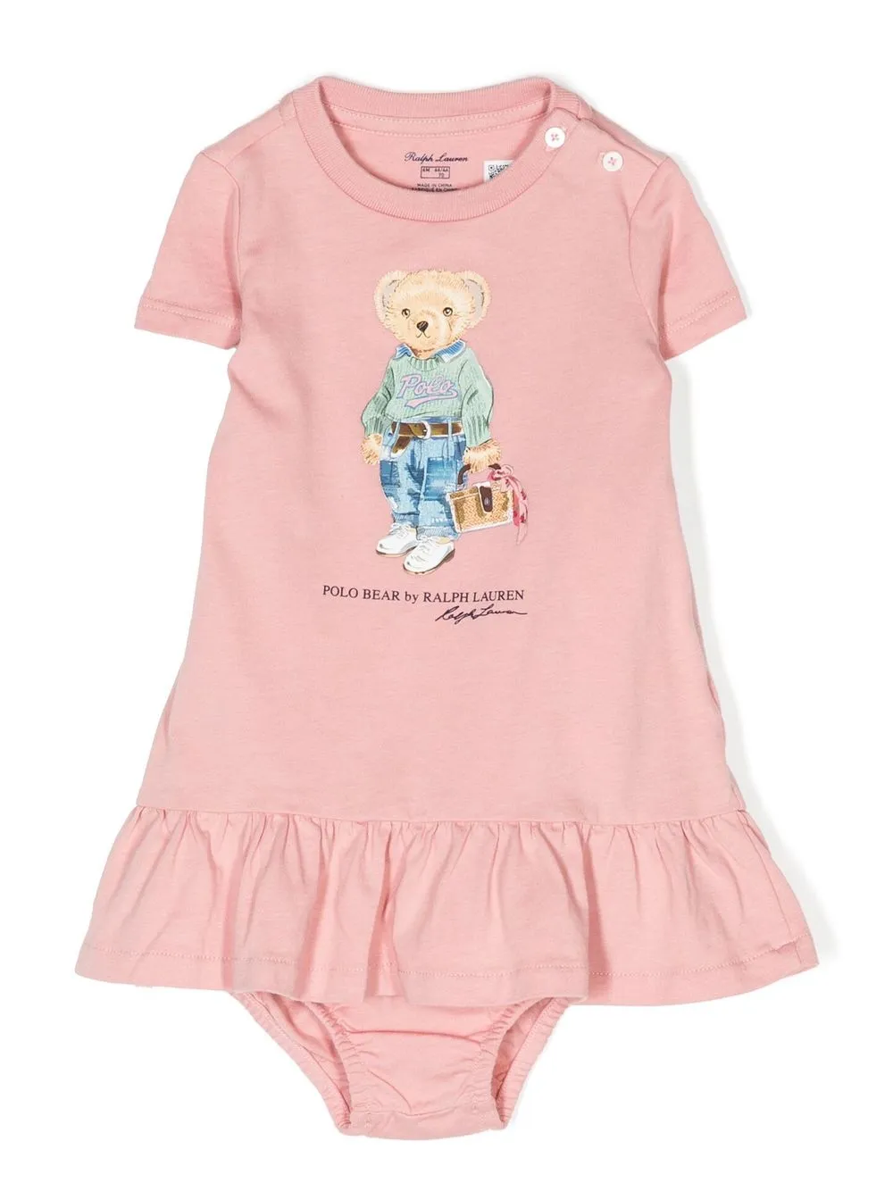 

Ralph Lauren Kids vestido con motivo Polo Bear - Rosado