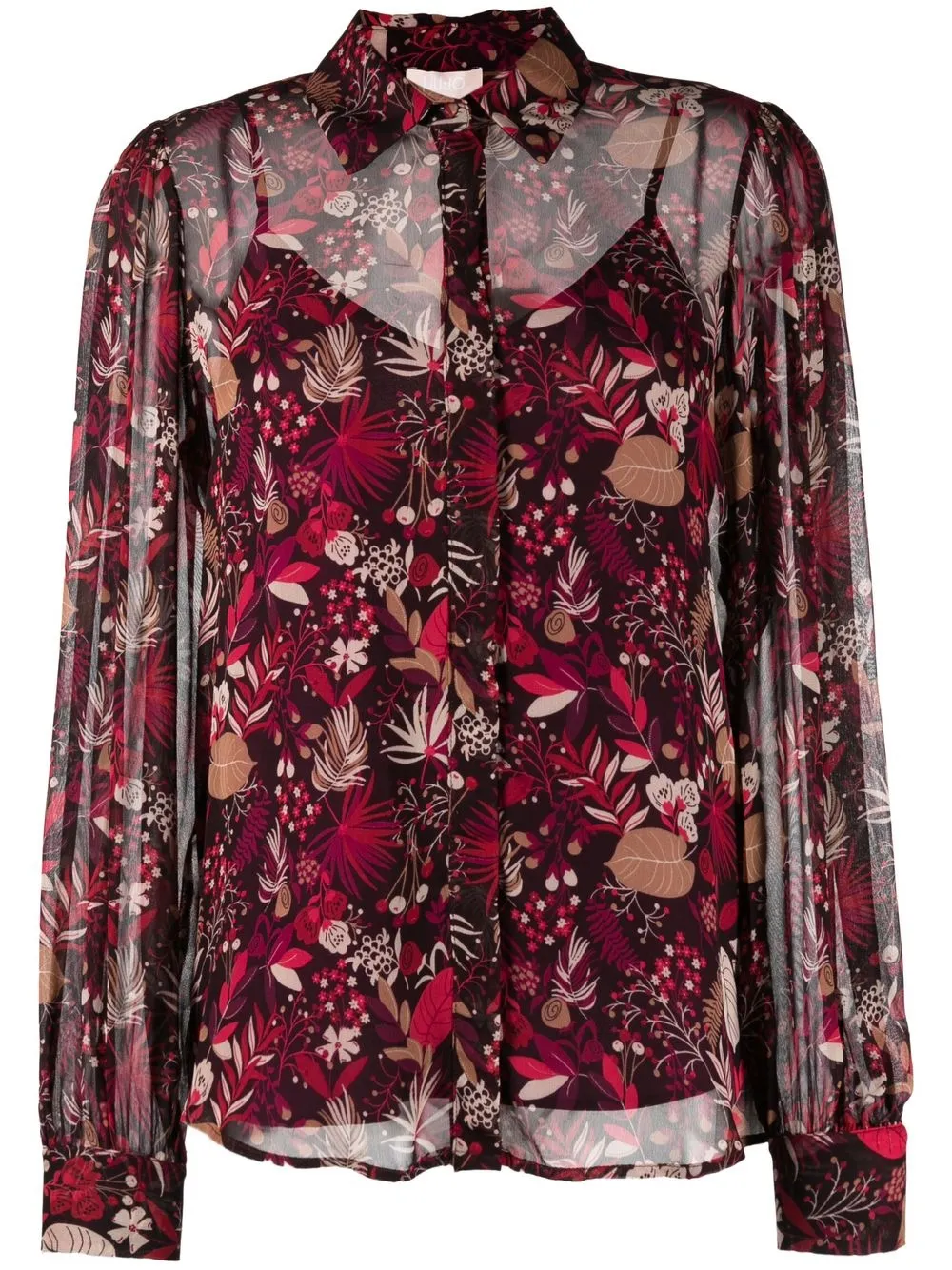 

LIU JO floral-print sheer shirt - Red