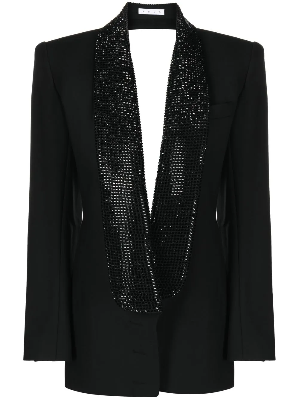 

AREA crystal-embellished tailored dress - Black