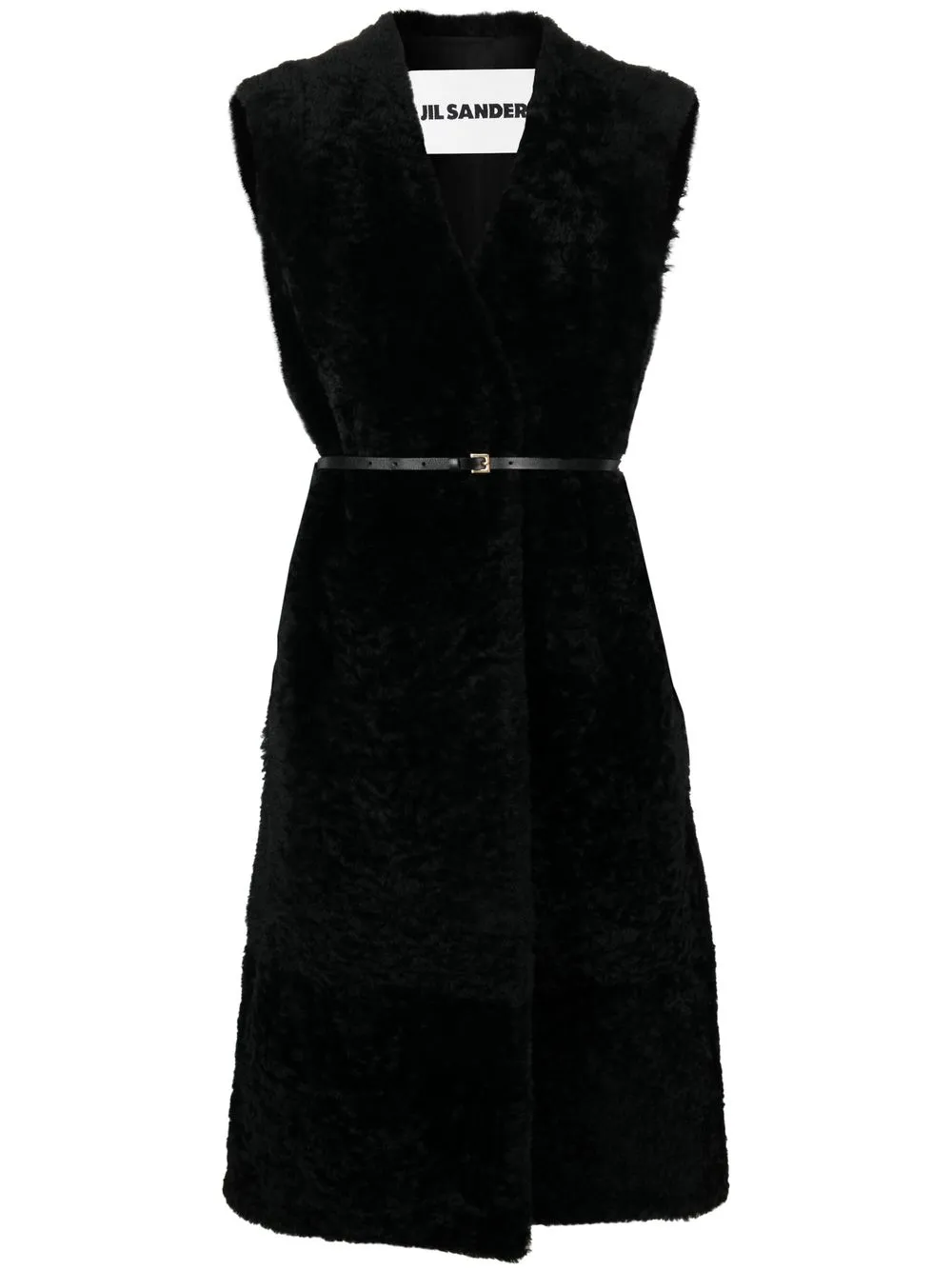 

Jil Sander sleeveless belted shearling coat - Black