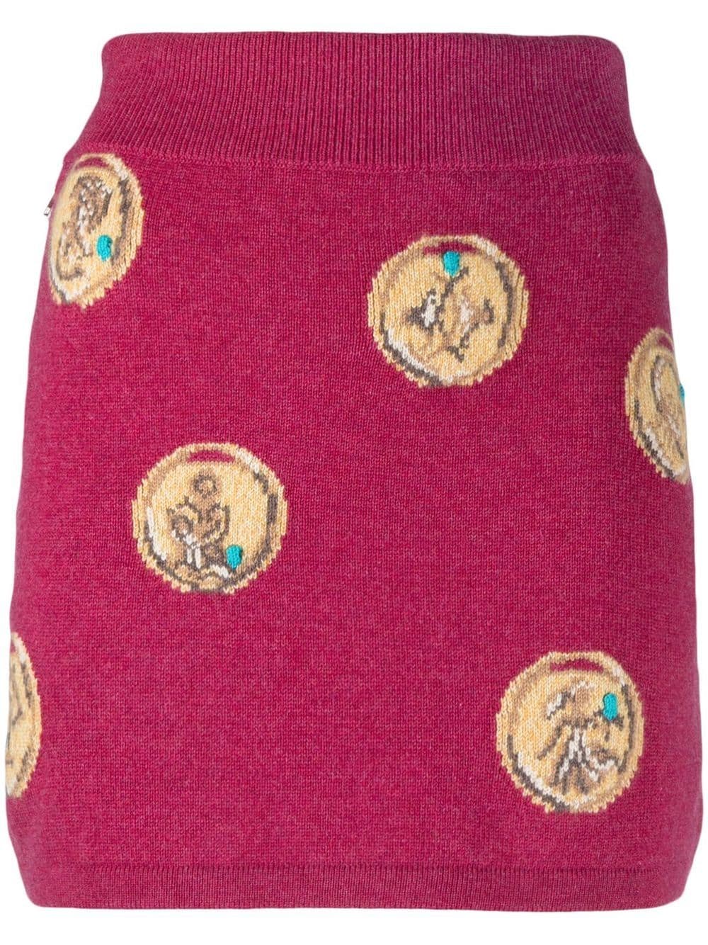 Barrie Zodiac Signs Knit Skirt In Pink