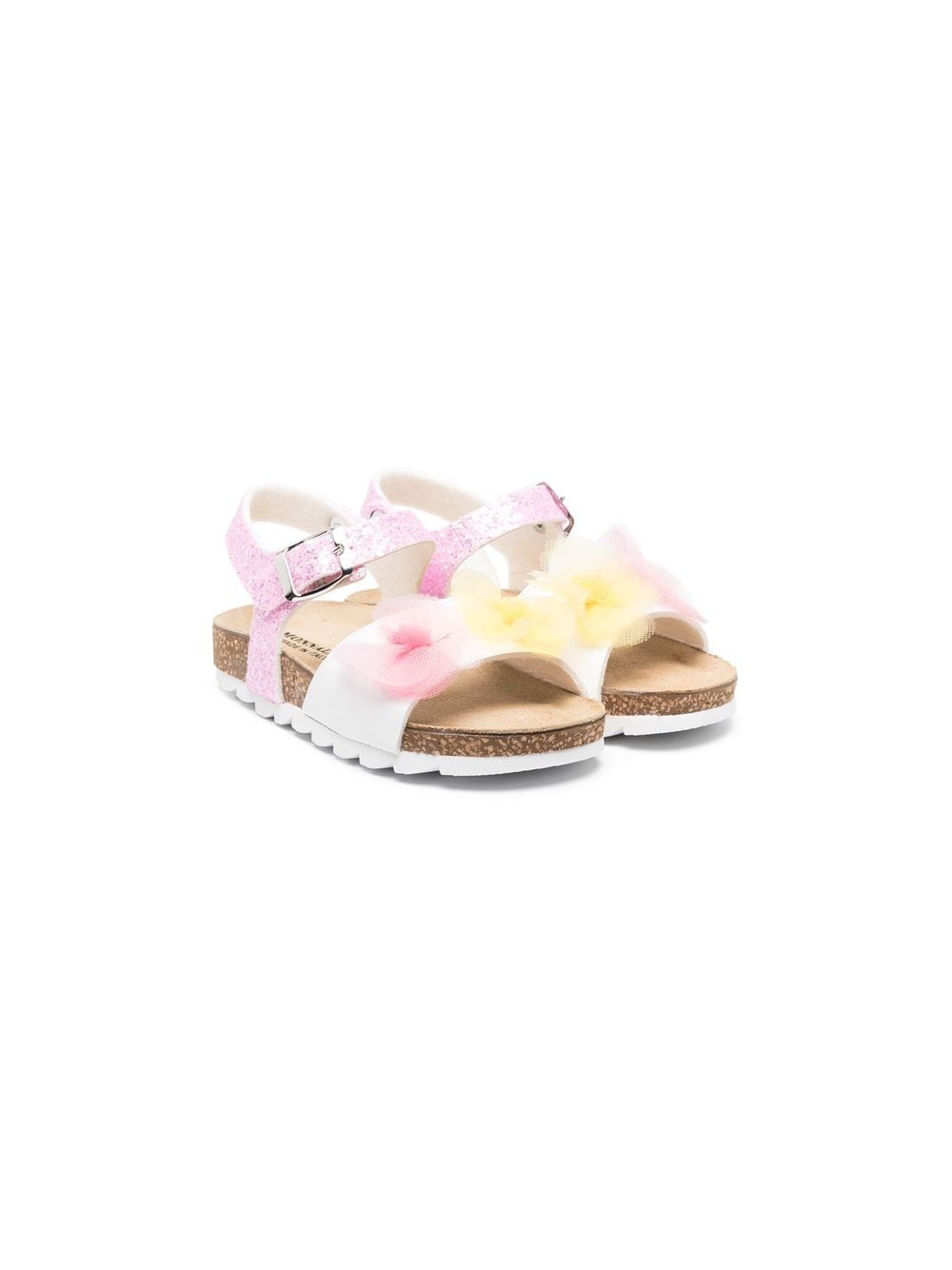 Monnalisa Babies' Floral-appliqué Flat Sandals In Pink