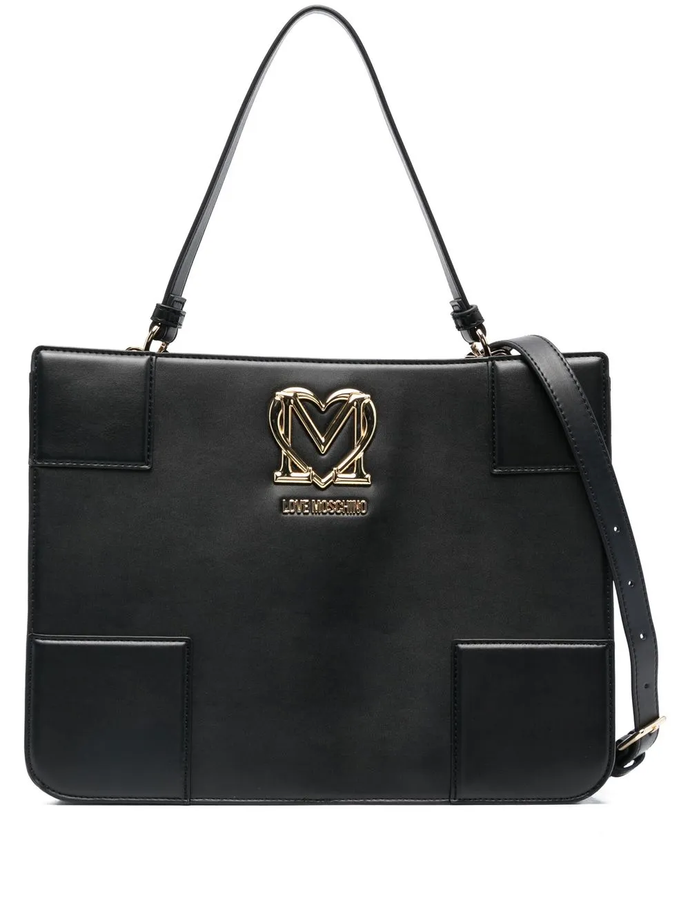 

Love Moschino logo-plaque faux-leather tote bag - Black