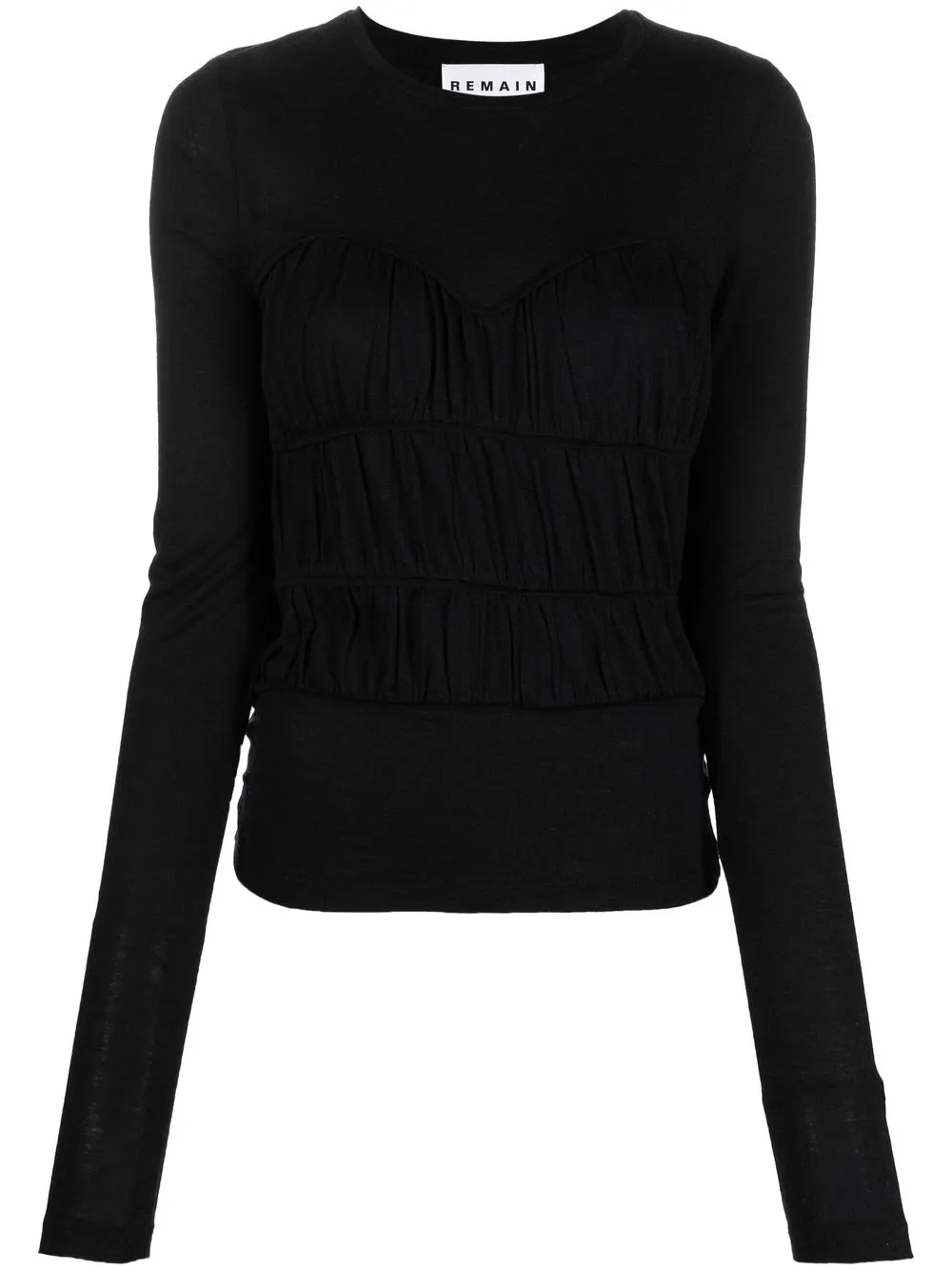 

REMAIN smocked fine-knit jumper - Negro