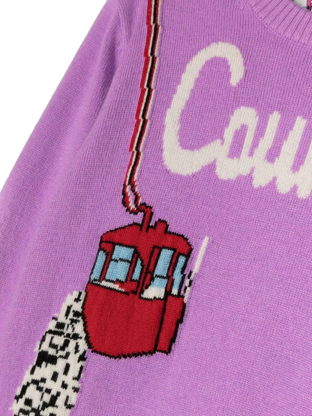  Mc2 Saint Barth Kids Gestrickter Intarsien Pullover   Violett 