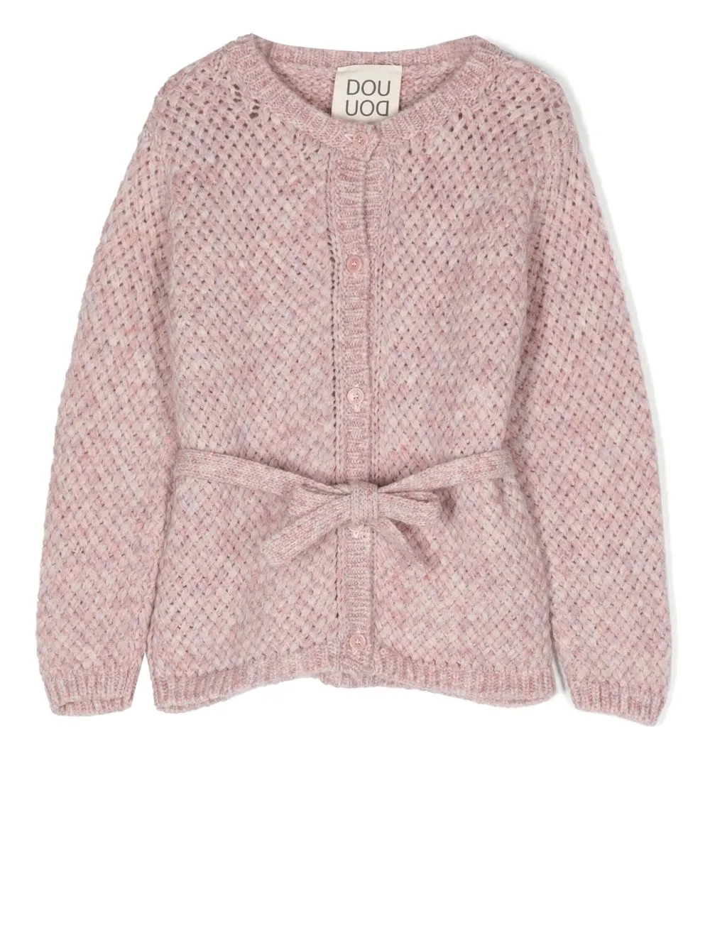 

Douuod Kids round-neck belted cardigan - Pink