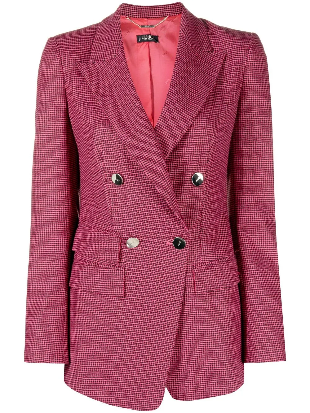 

LIU JO houndstooth double-breasted blazer - Pink