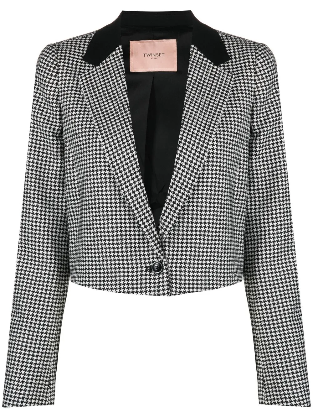 

TWINSET blazer corto con motivo pied de poule - Negro