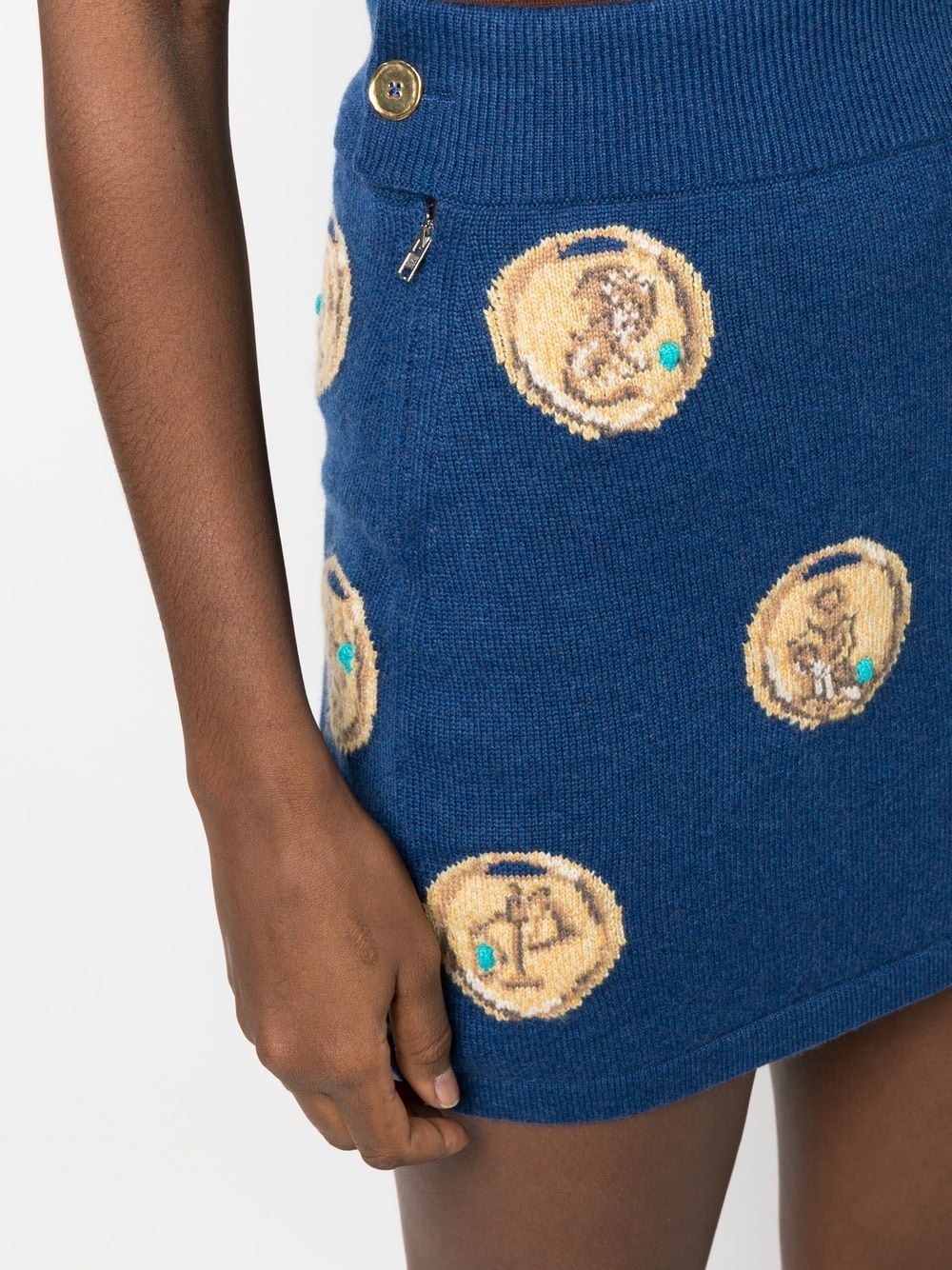Shop Barrie Zodiac Signs Knit Skirt In Blue