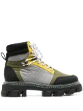 GANNI Cleated lace-up hiking boots - Green