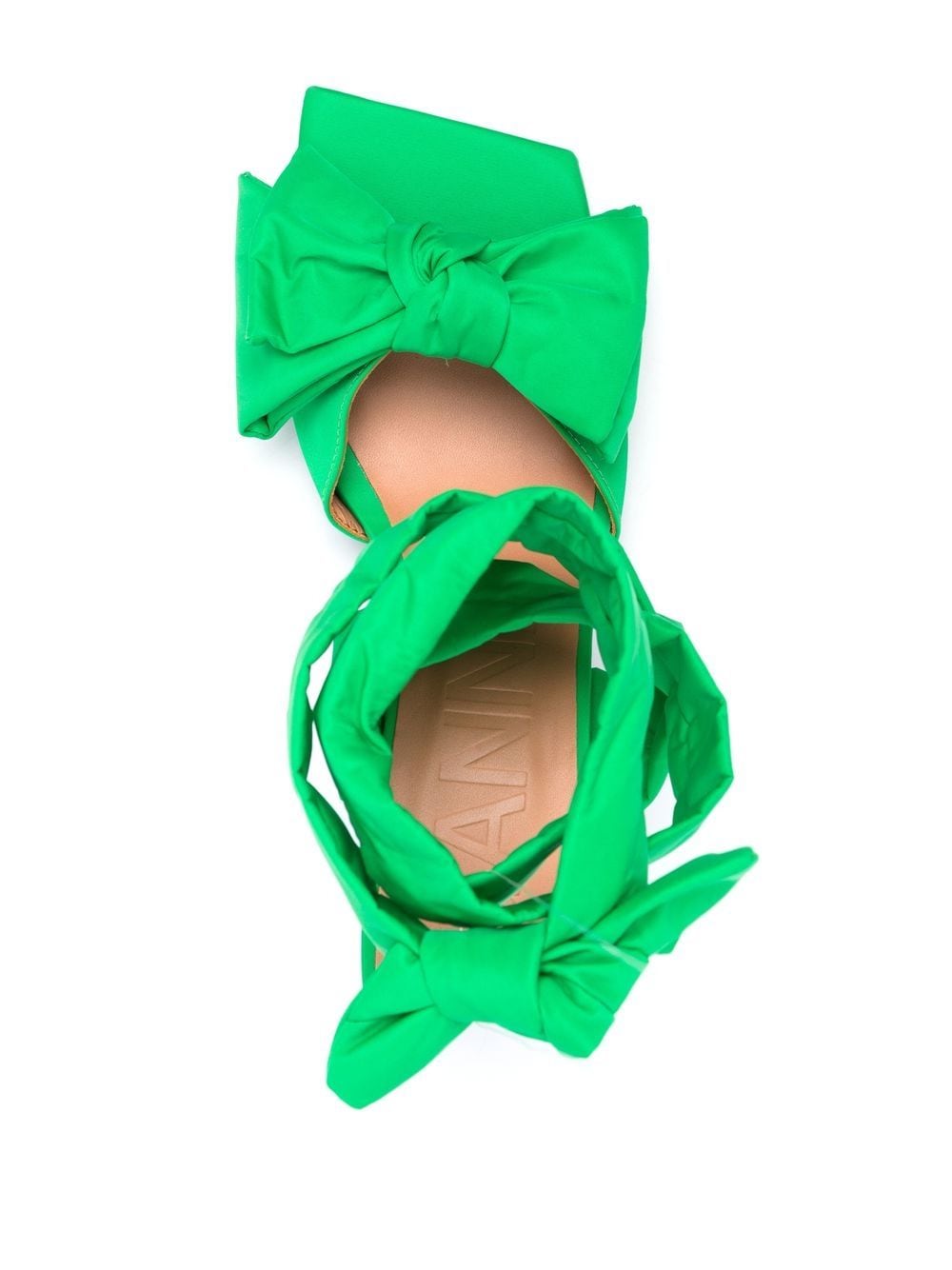 Shop Ganni Bow-detail 85mm Sandals In Green