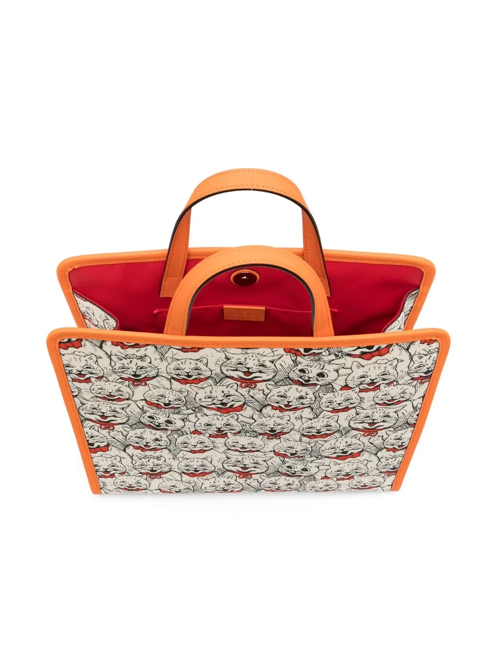 Gucci Kitten-print Tote Bag In Neutrals