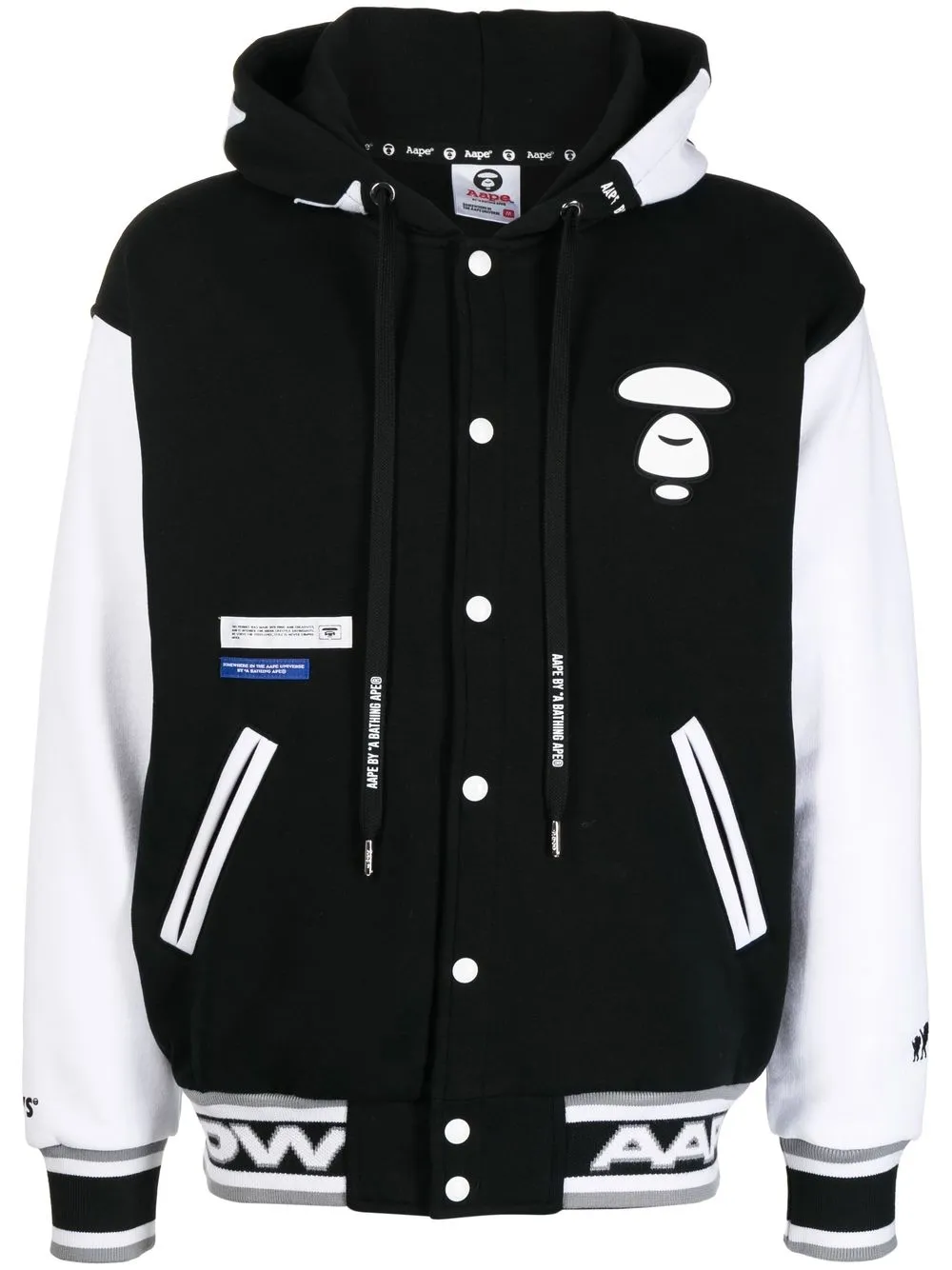 

AAPE BY *A BATHING APE® logo-print hooded varsity jacket - Black