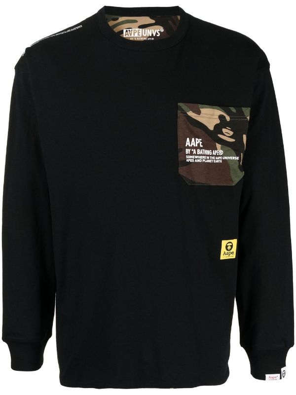 Aape AAPE UNVS Ｔシャツ 長袖 ブラック サイズＭ - Tシャツ