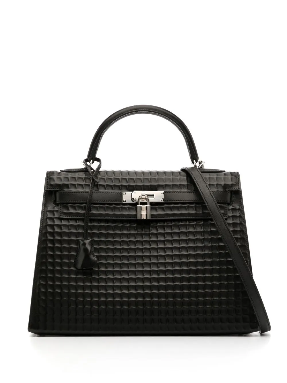 

Hermès 2003 pre-owned Waffle Kelly 32 Sellier 2way bag - Black