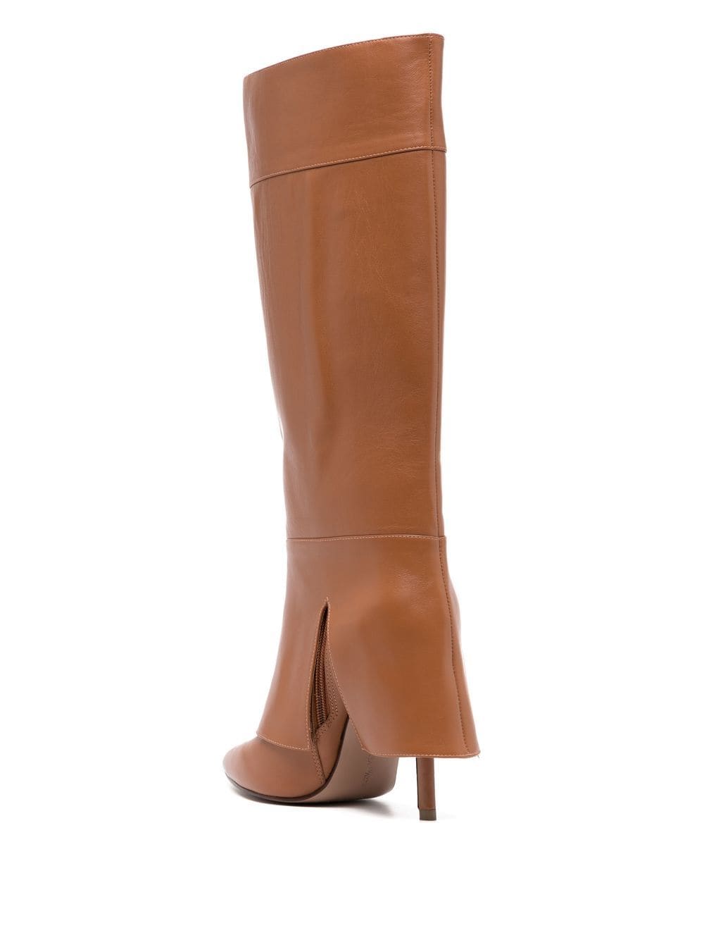 Shop Andrea Wazen Leather 100mm Knee-length Boots In Brown