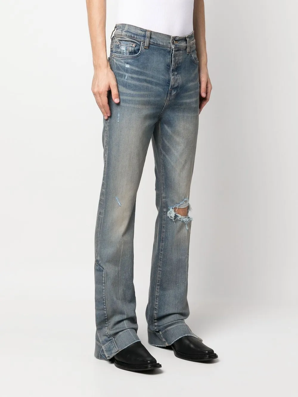 Amiri Bootcut Jeans Im Distressed Look   Blau 