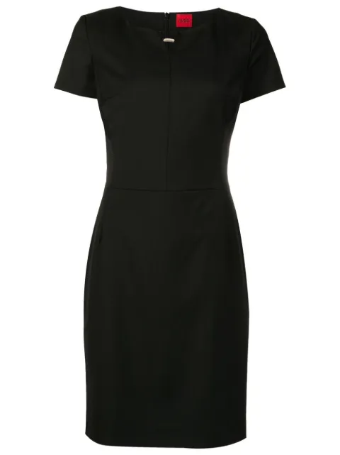 HUGO Vestido lápis Kikos de lã virgem