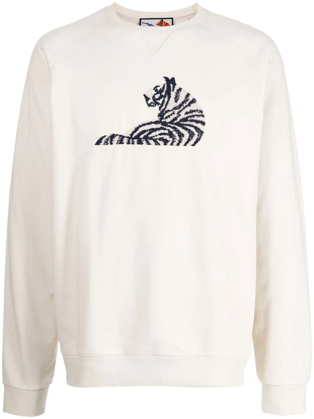 

Man On The Boon. sudadera bordada con cuello redondo - Blanco