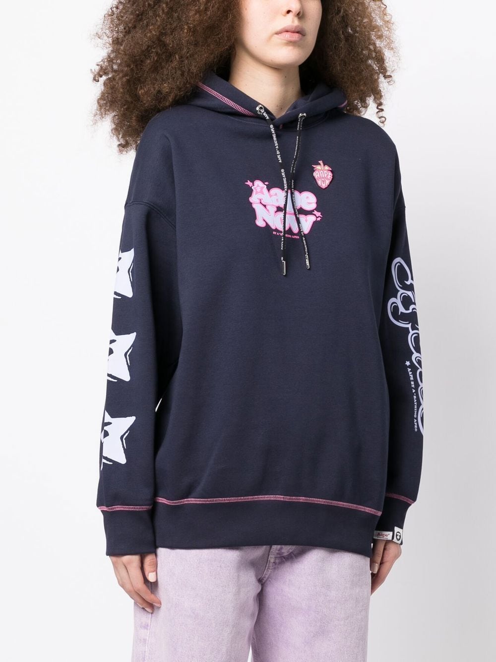 Shop Aape By A Bathing Ape Logo-print Hoodie In Blue