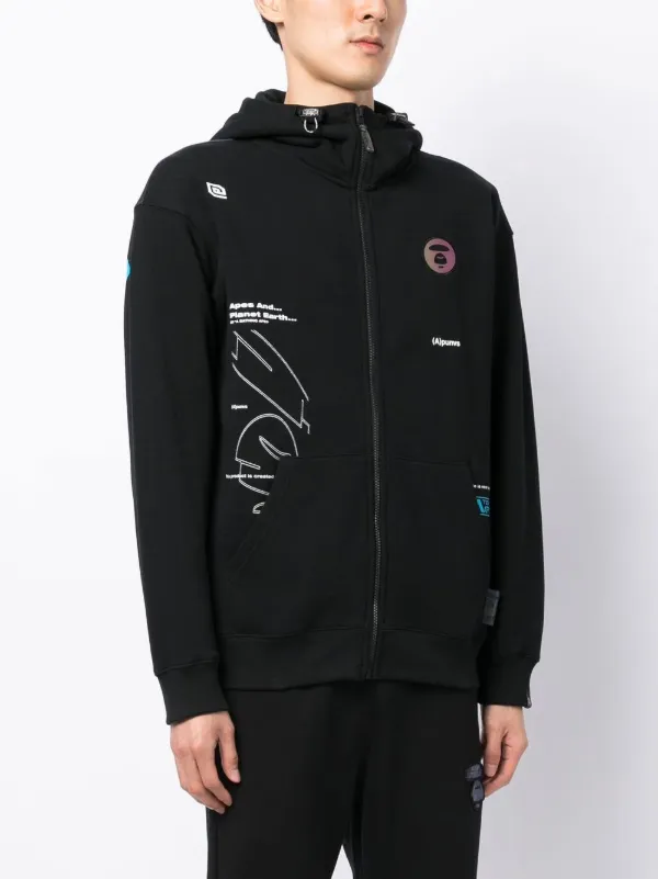 AAPE BY *A BATHING APE® Graphic logo-patch zip-up Hoodie - Farfetch