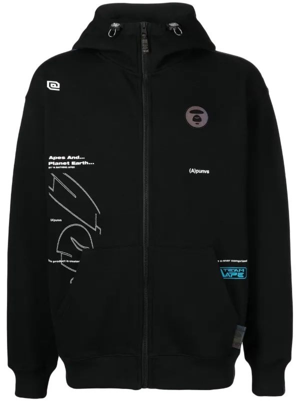 AAPE BY A BATHING APE Graphic logo patch zip up Hoodie Farfetch