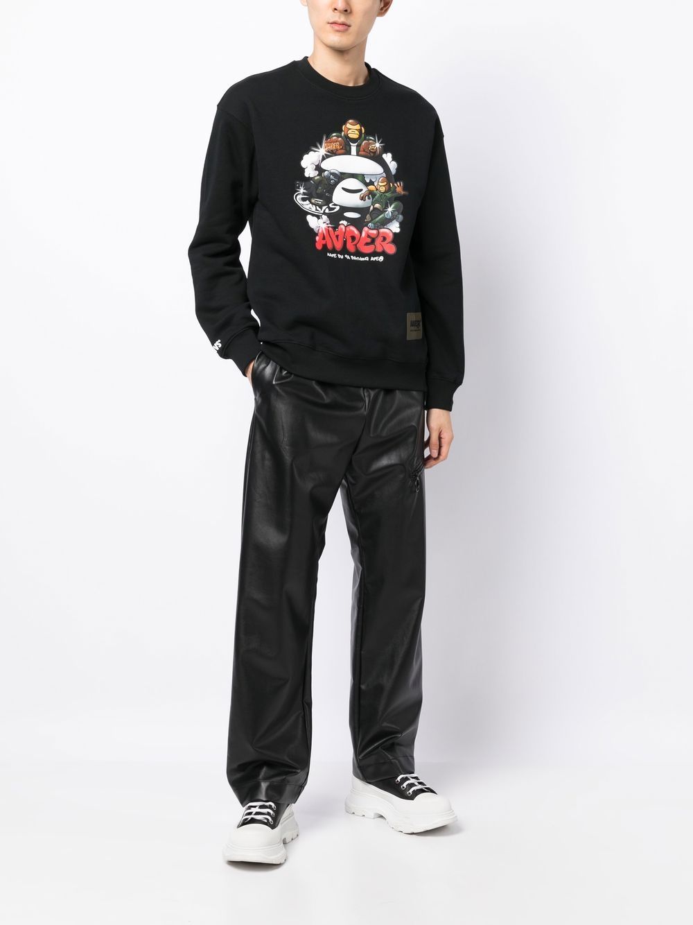 AAPE BY *A BATHING APE® Sweater met logopatch - Zwart