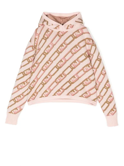 Fendi Kids intarsia-knit logo knitted hoodie