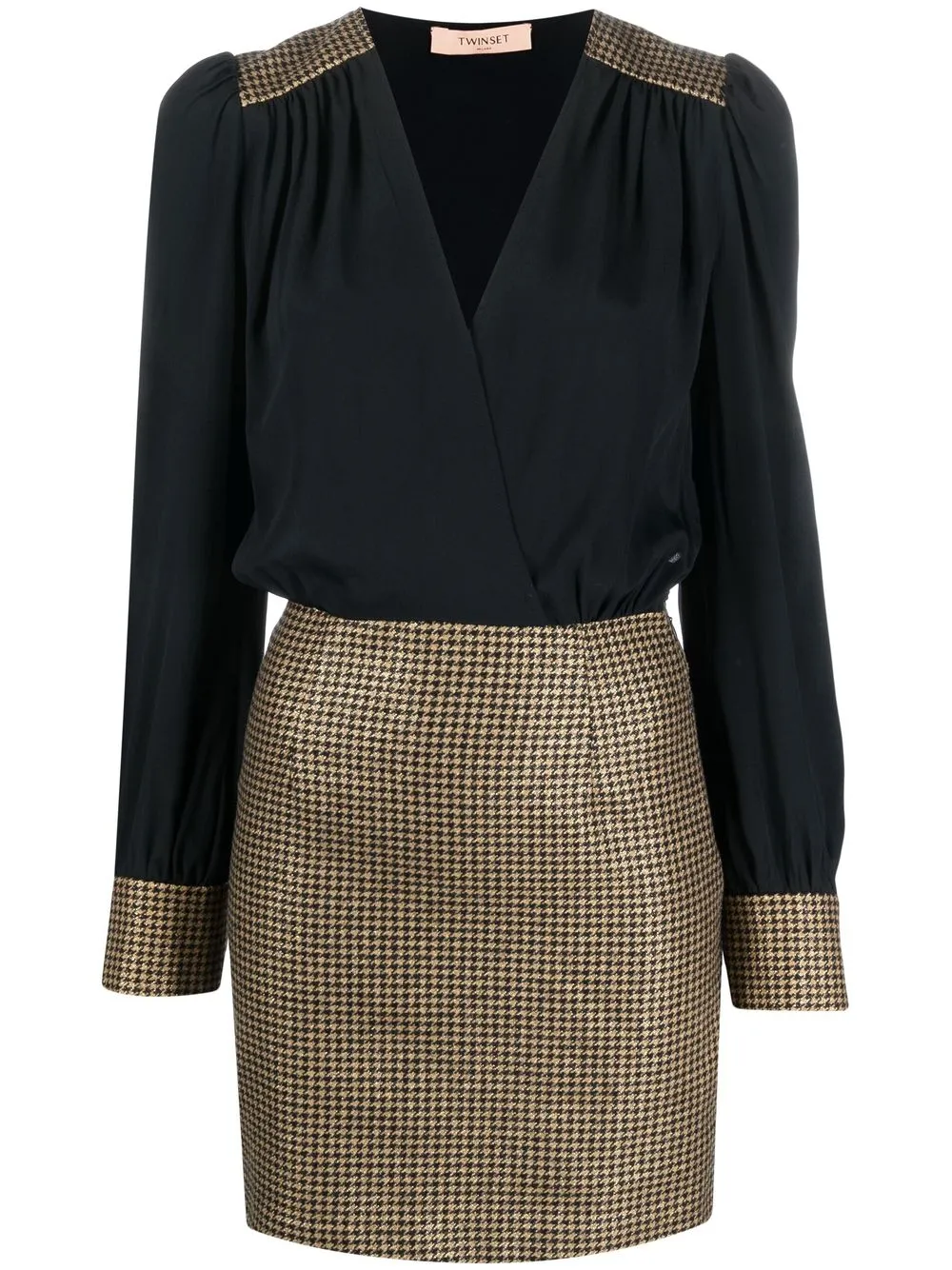 

TWINSET houndstooth-pattern V-neck dress - Black