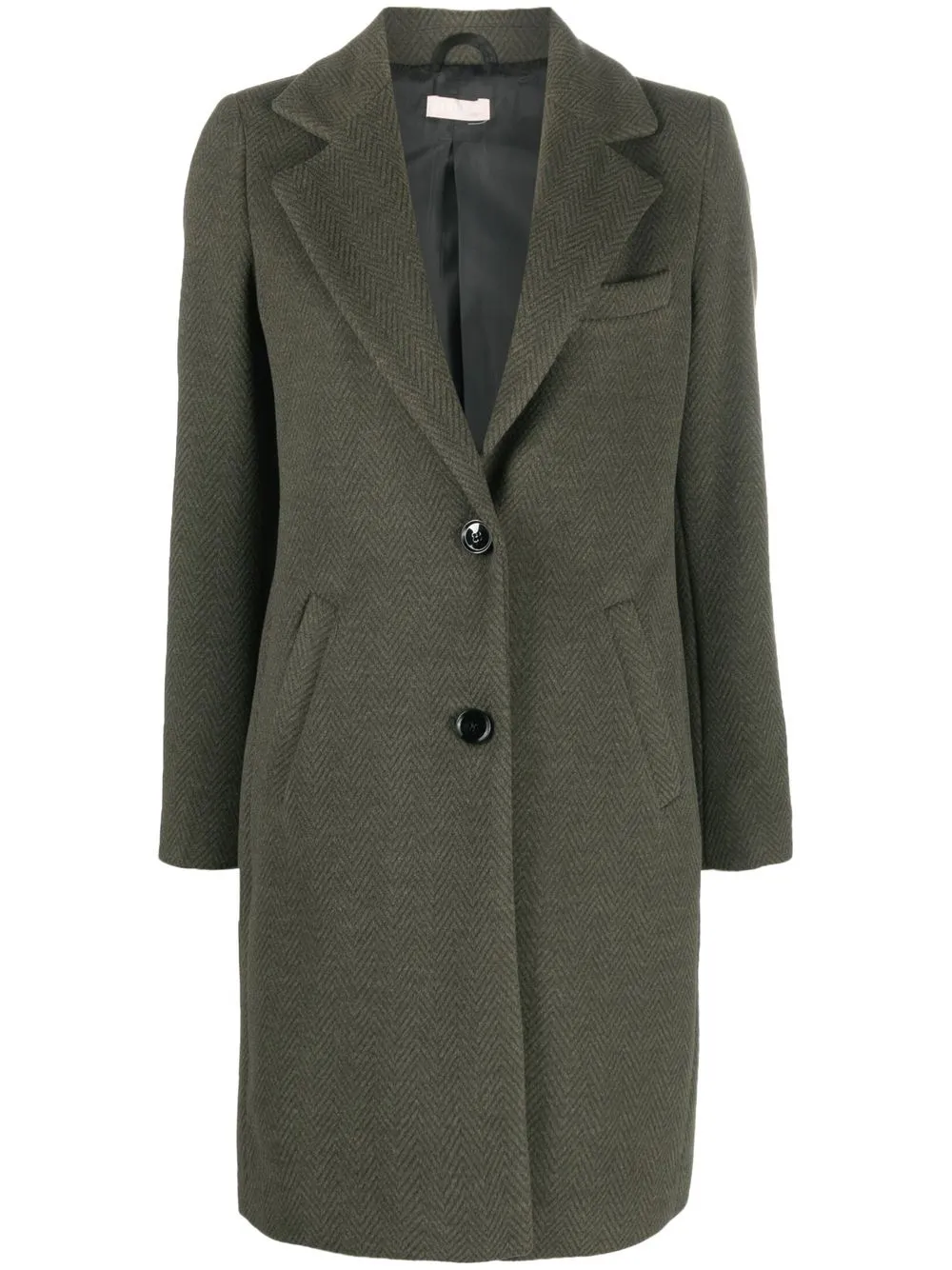 

LIU JO herringbone-pattern single breasted coat - Green