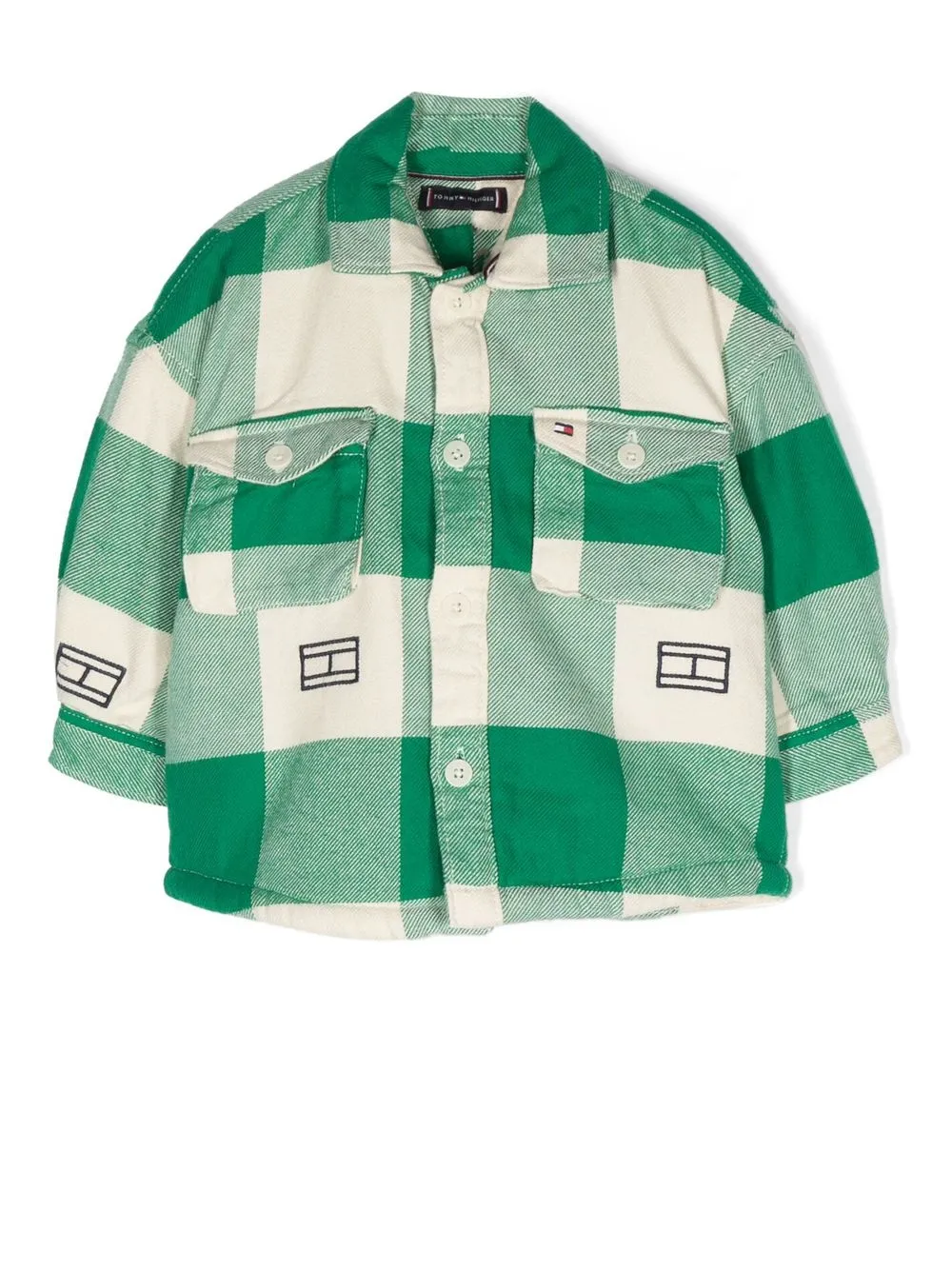 

Tommy Hilfiger Junior camisa con cuadros estampados y logo - Verde