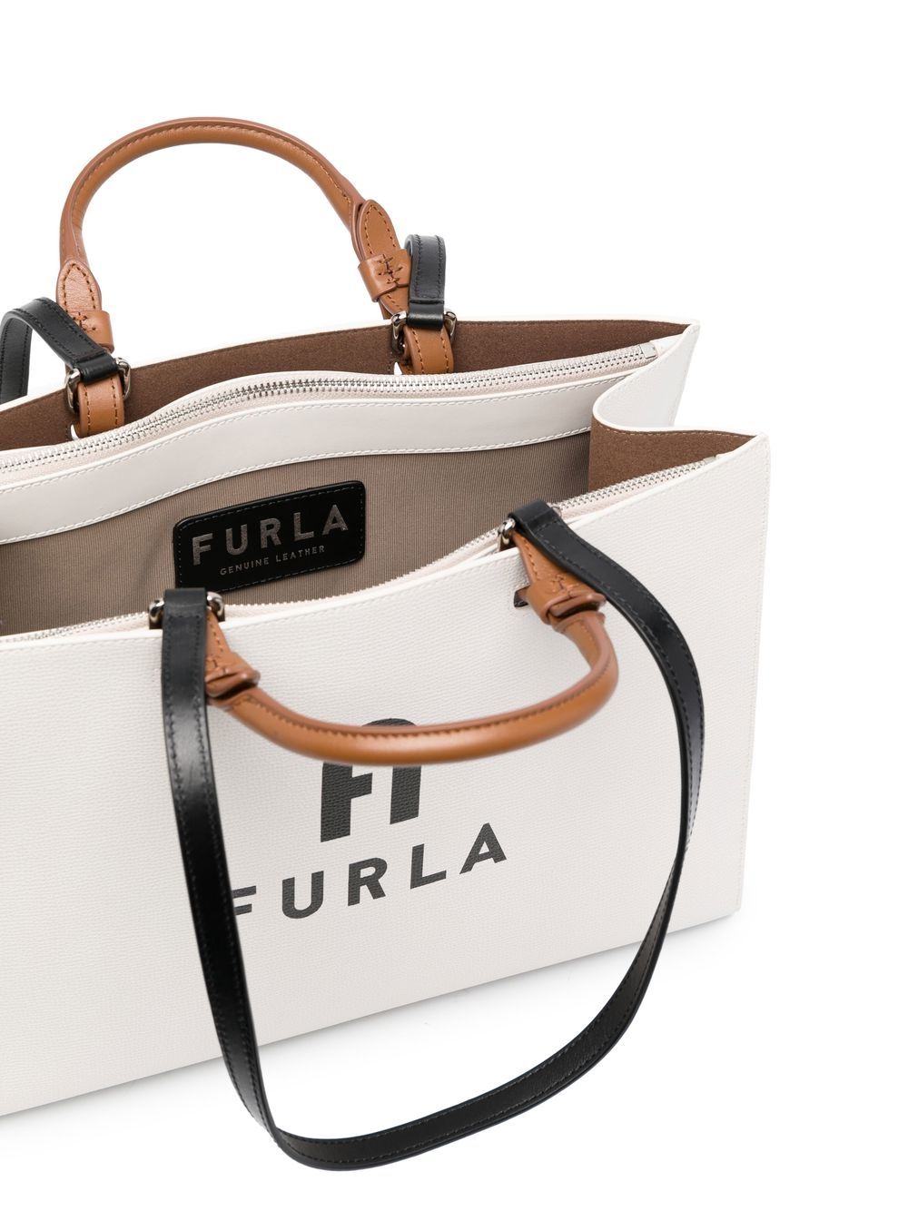 Furla Logo Print Leather Tote Farfetch