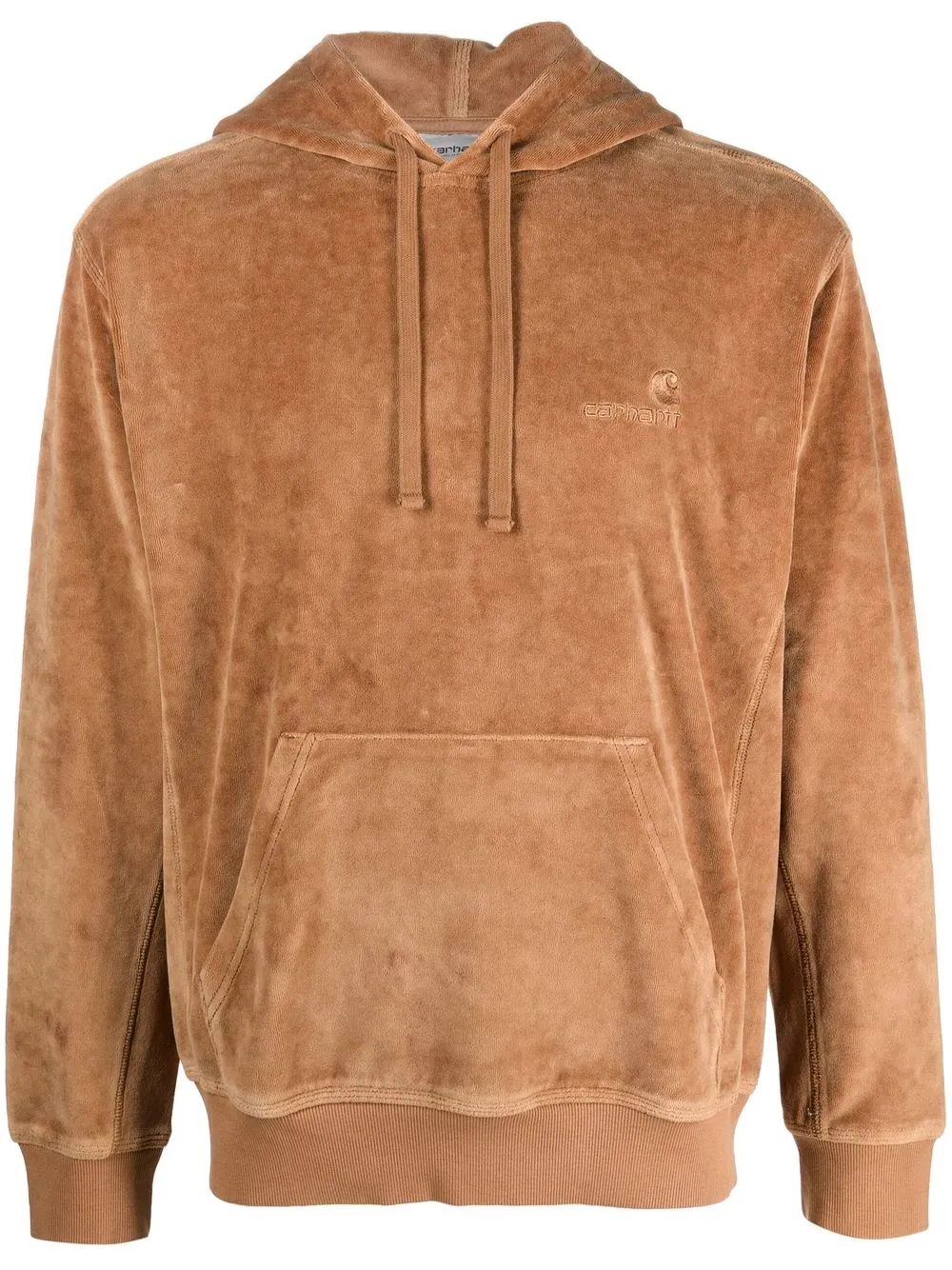 

Carhartt WIP embroidered-logo velvet-finish hoodie - Brown
