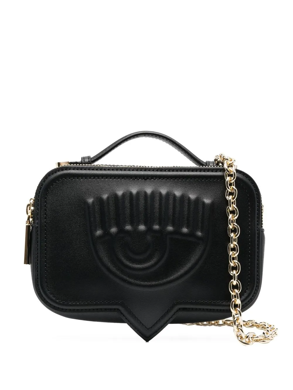 

Chiara Ferragni bolsa crossbody con logo en relieve - Negro