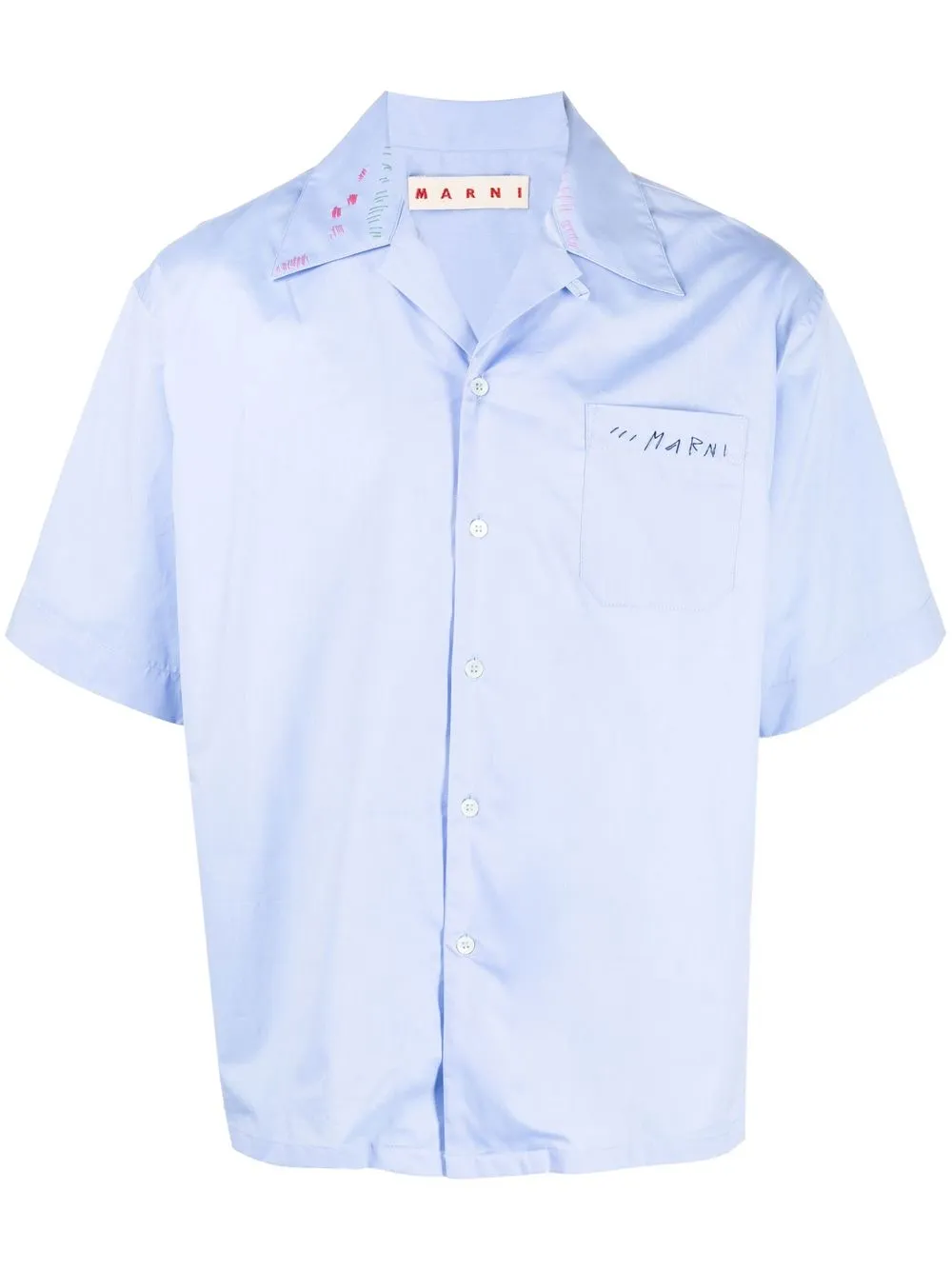 

Marni logo-embroidered short-sleeved shirt - Blue