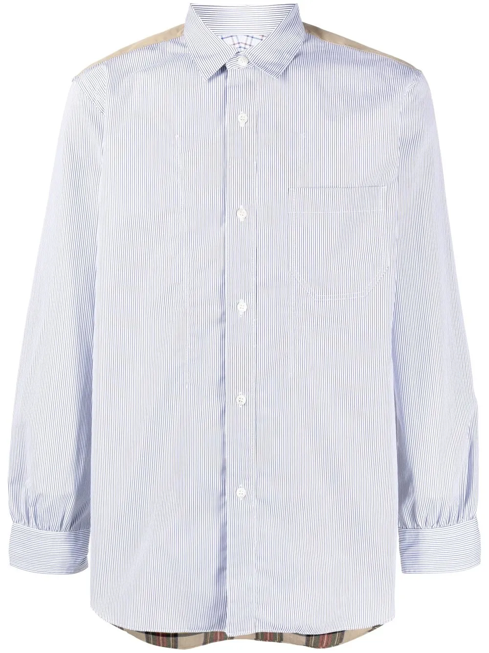 

Junya Watanabe MAN camisa con parches a cuadros tartán - Azul