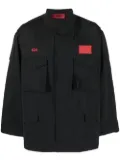 424 asymmetric logo-patch shirt jacket - Black