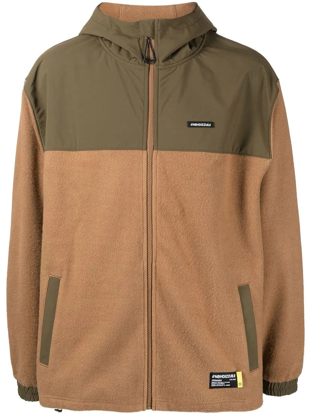 

izzue panelled zipped fleece hoodie - Brown