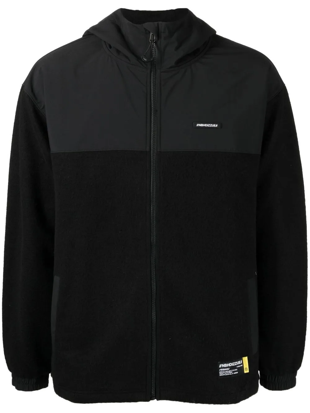 

izzue panelled zipped fleece hoodie - Black