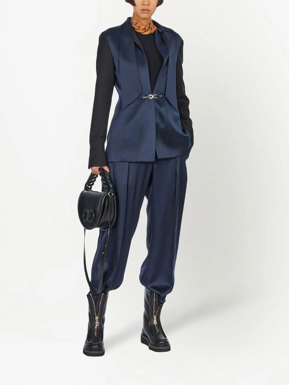  Ferragamo Pantalones Anchos - Azul 